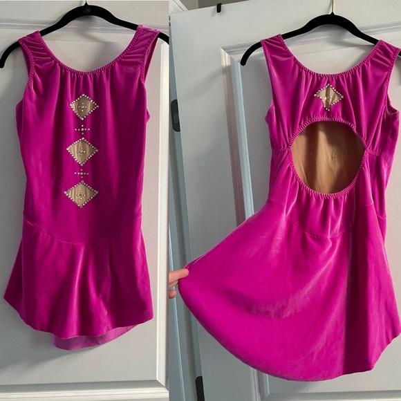 Women’s Magenta Figure Skating Dress - Picture 1 of 2